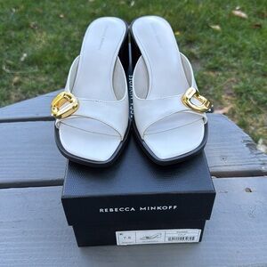 Rebecca Minkoff Leather G Slide Mule Sandals